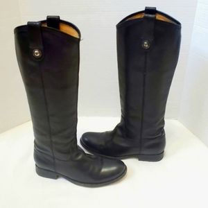 Frye Melissa Tall Pull On Riding Boots Black Leather Women 6